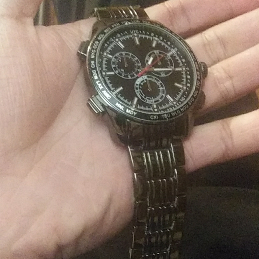UTC black stainless steel wristwatch
